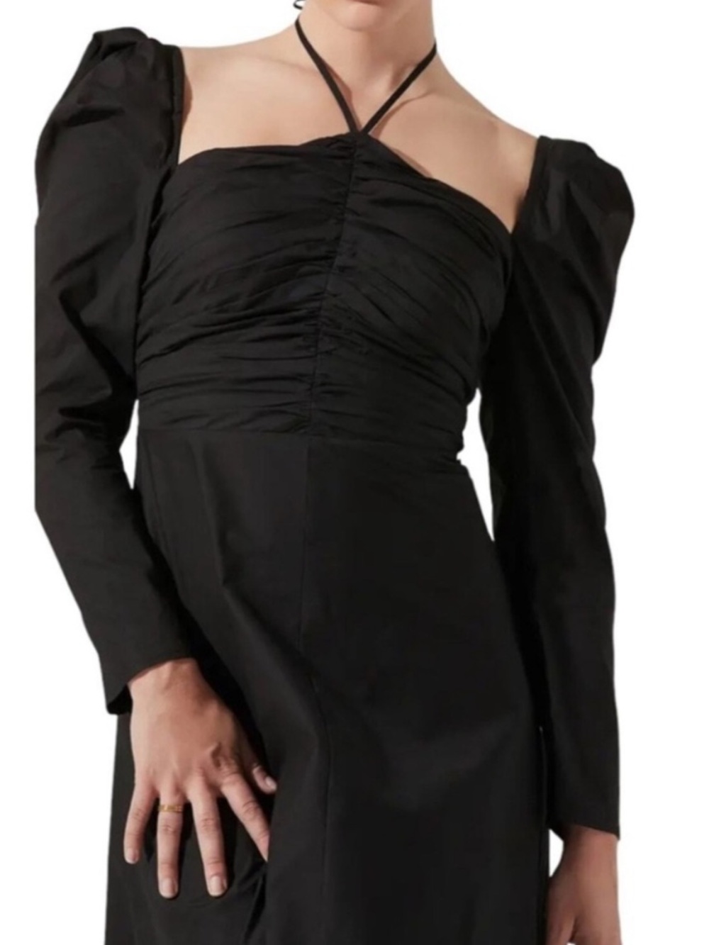 ASTR the label NWT Ruched Puff-Sleeve Halter Midi Dress